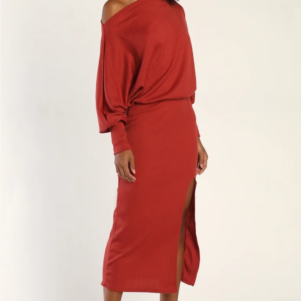 Lulu's Red Asymmetrical Dolman Sleeve Cocktail Dress